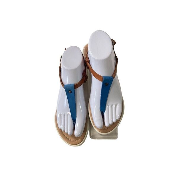 Barbara Barbieri Shoes Sandals Thong Blue Natural Italy 36 US  5.5 - Picture 1 of 5
